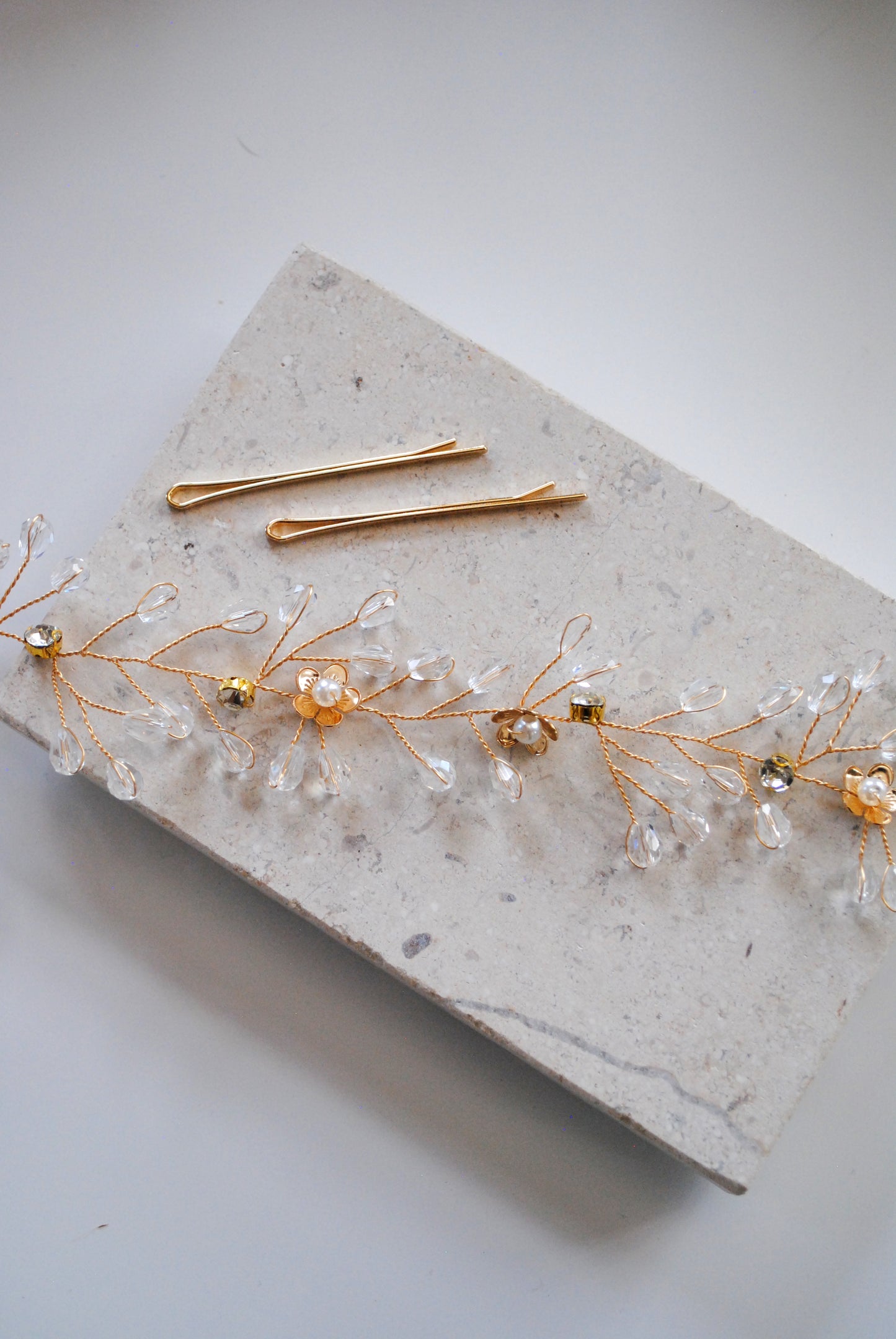 Dainty Eight Flowers with Pearl Branches- Head Piece