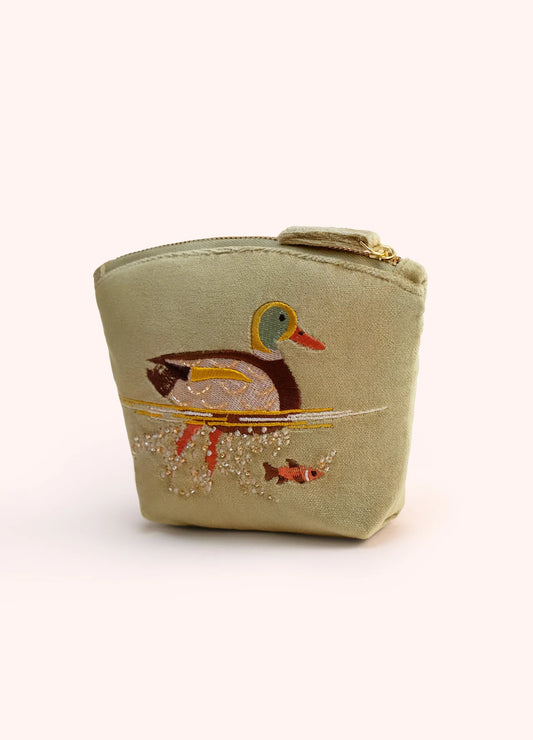 Mini Velvet Zip Pouch - Duck