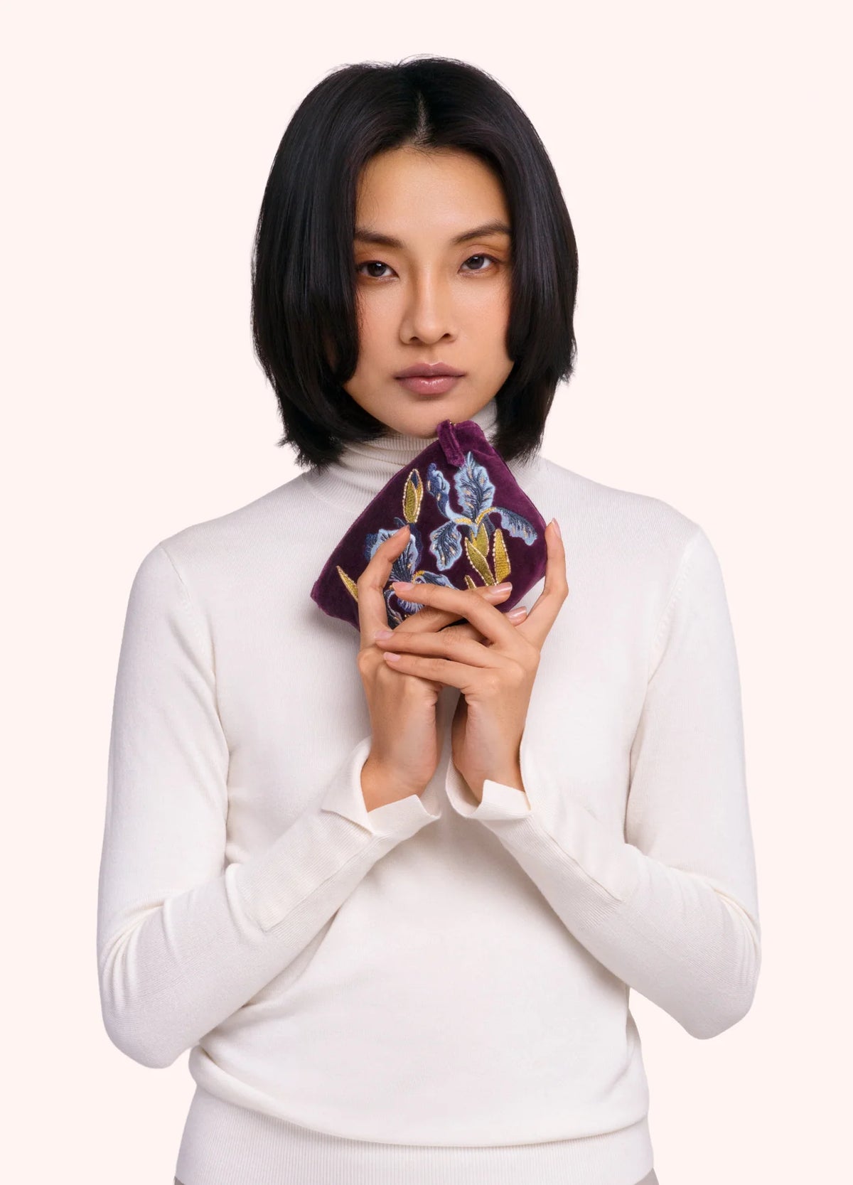 Mini Velvet Zip Pouch - Iris