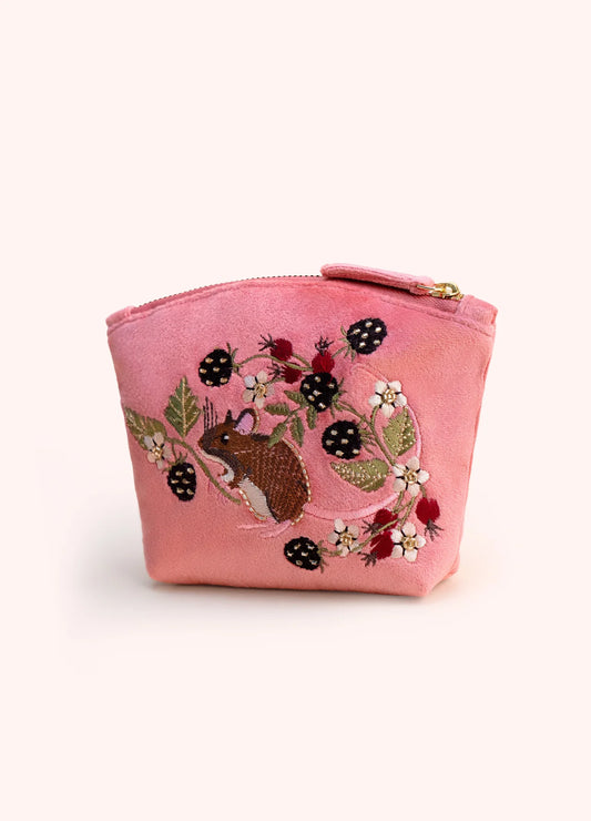 Mini Velvet Zip Pouch - Mouse
