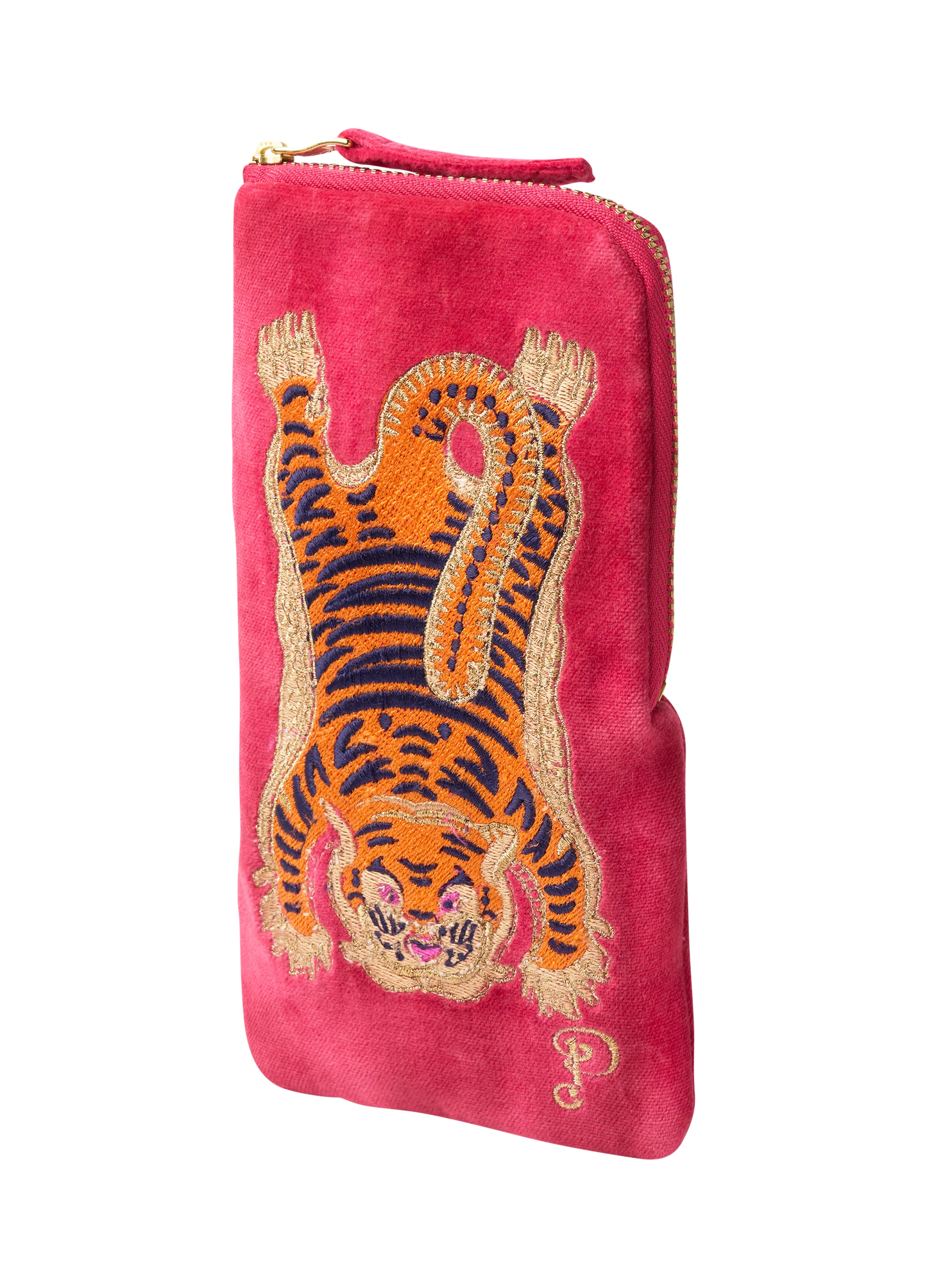 Velvet Sunglasses Pouch - Ikat Tiger - Fuchsia Pink