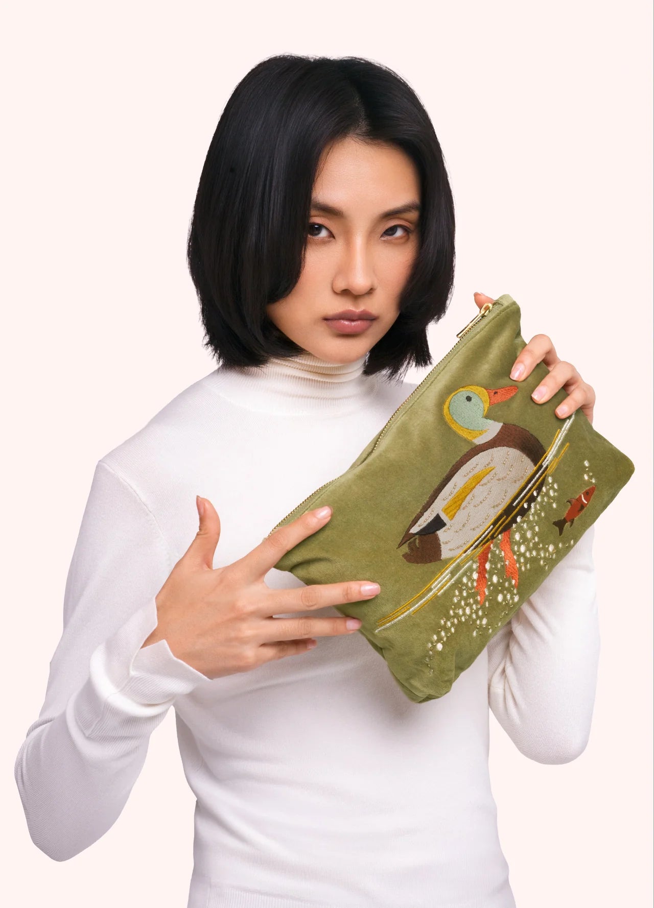 Velvet Zip Pouch | Duck