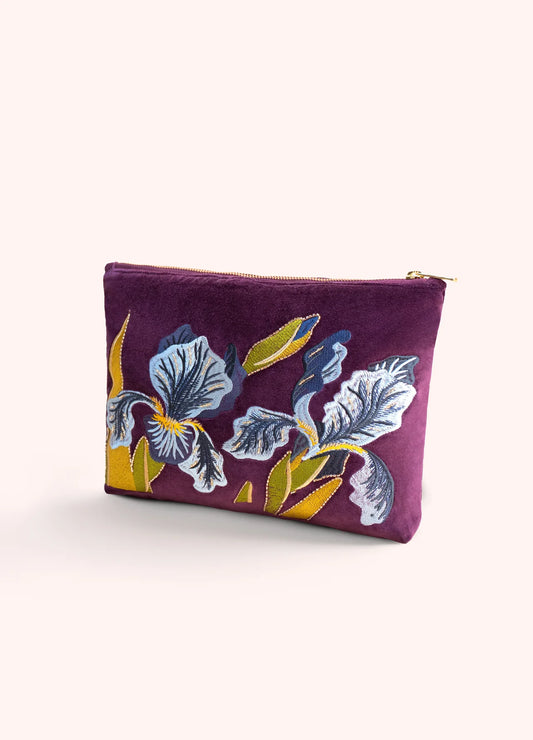 Velvet Zip Pouch - Iris