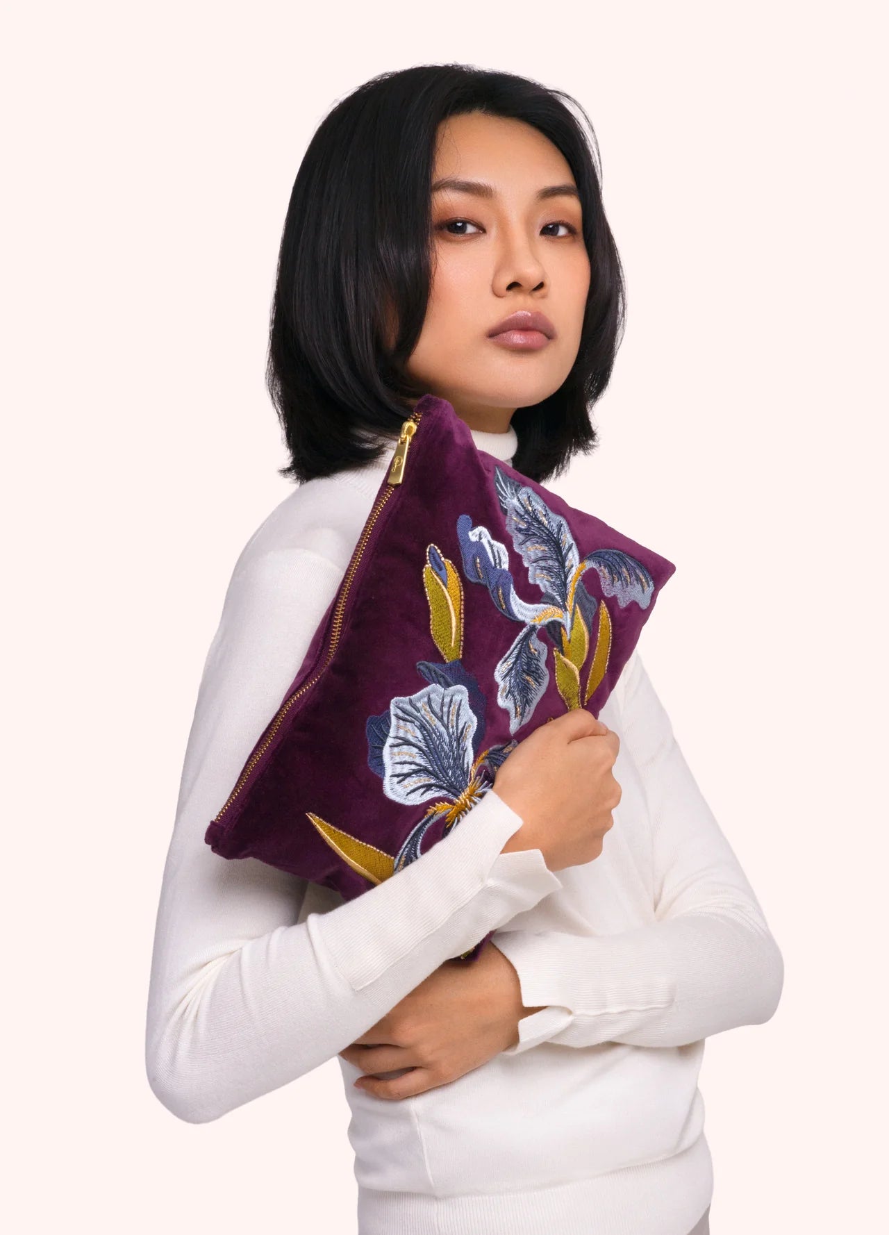 Velvet Zip Pouch - Iris