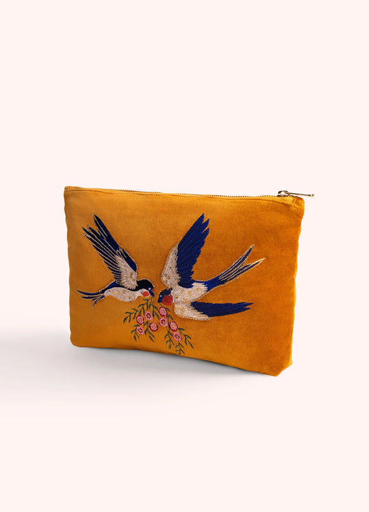 Velvet Zip Pouch | Swallow