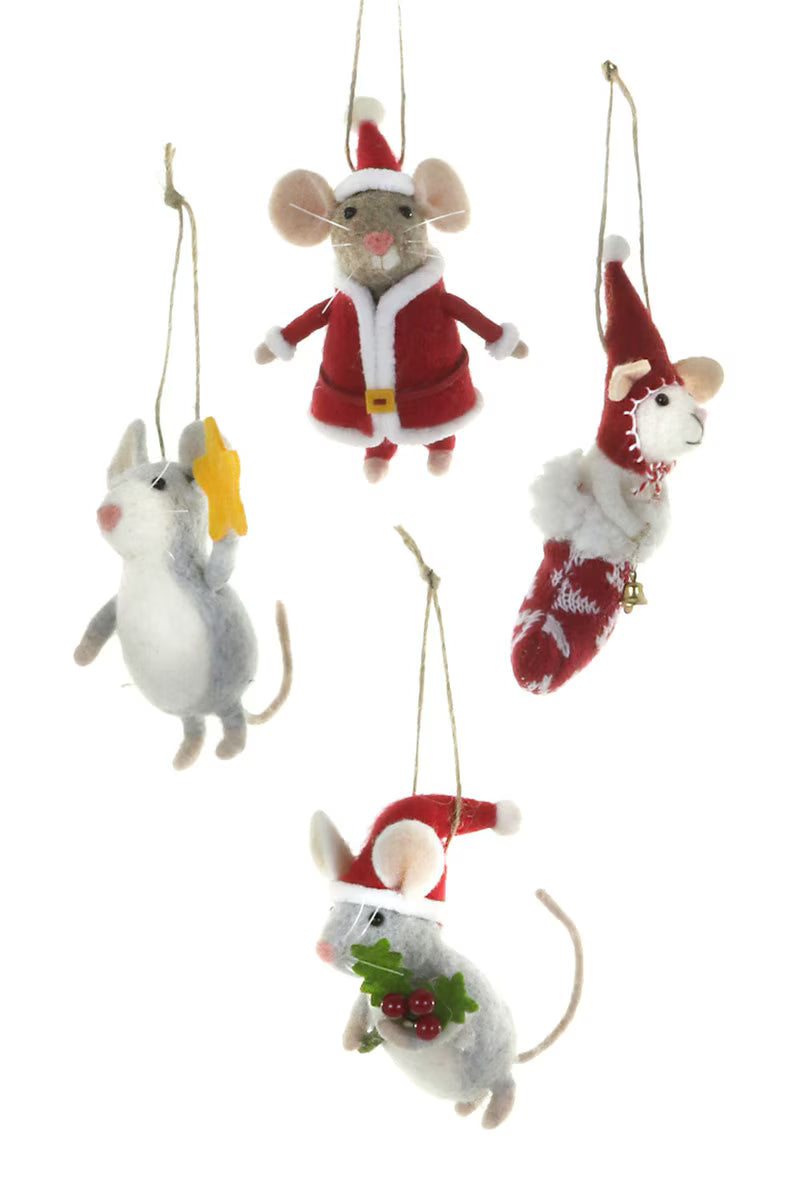 Holiday Mouse Ornament Assorted