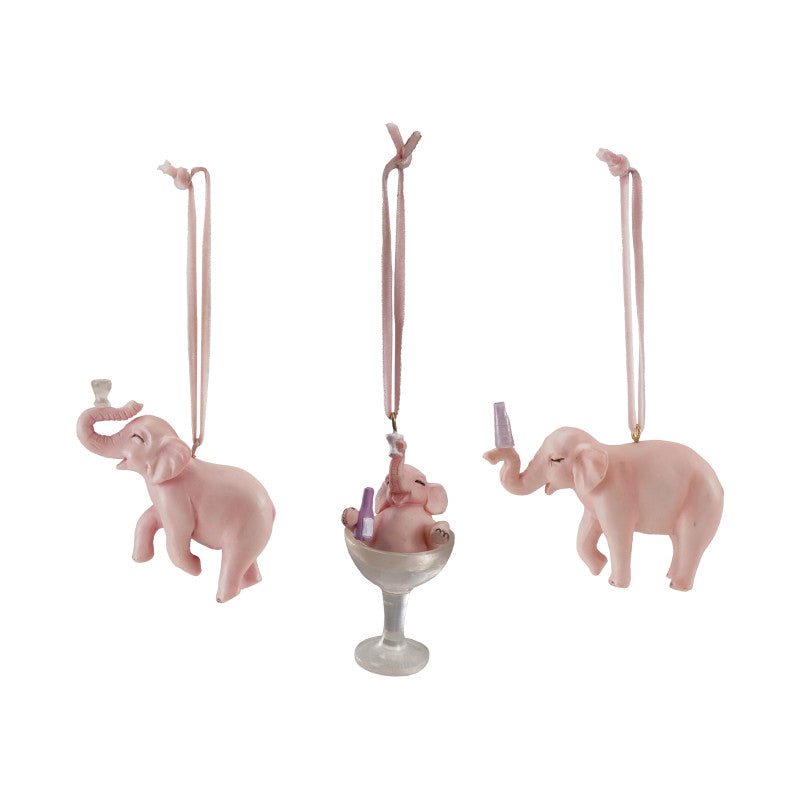 Resin Pink Elephant Ornament