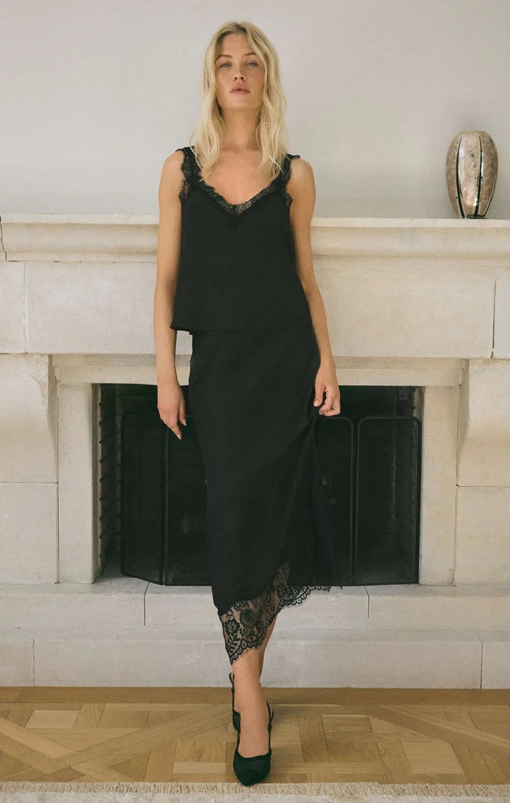 Cinder Lace Midi Black Skirt