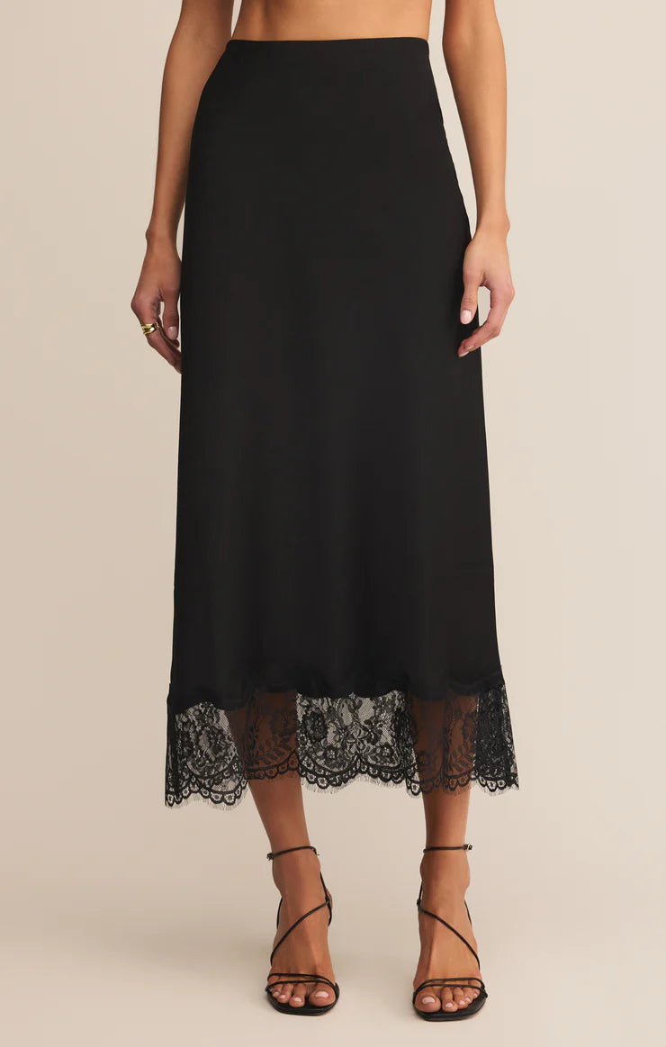 Cinder Lace Midi Black Skirt