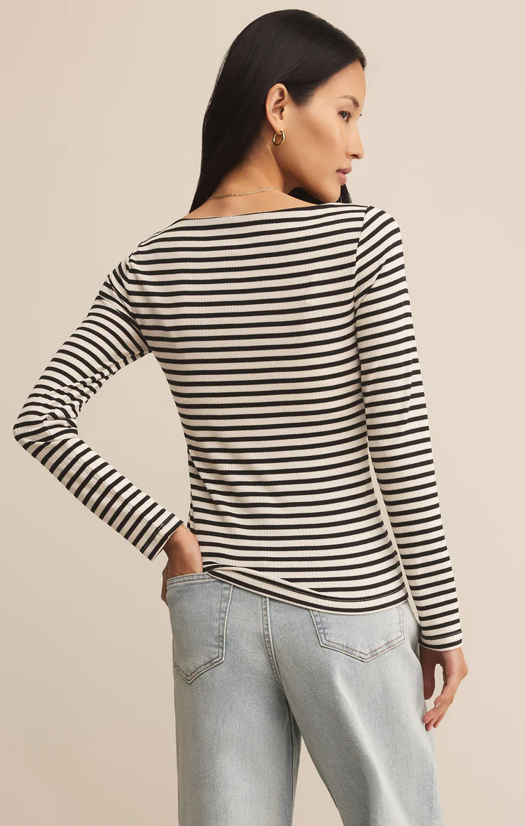 Pristine Striped Black Tee
