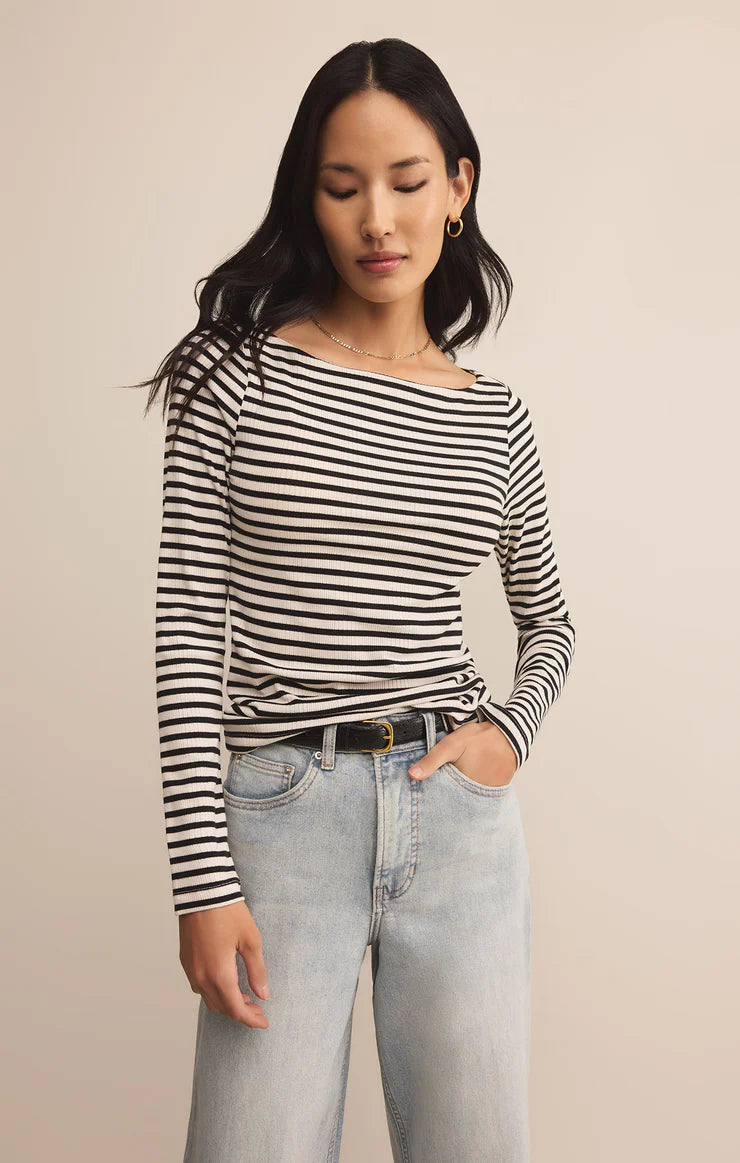 Pristine Striped Black Tee
