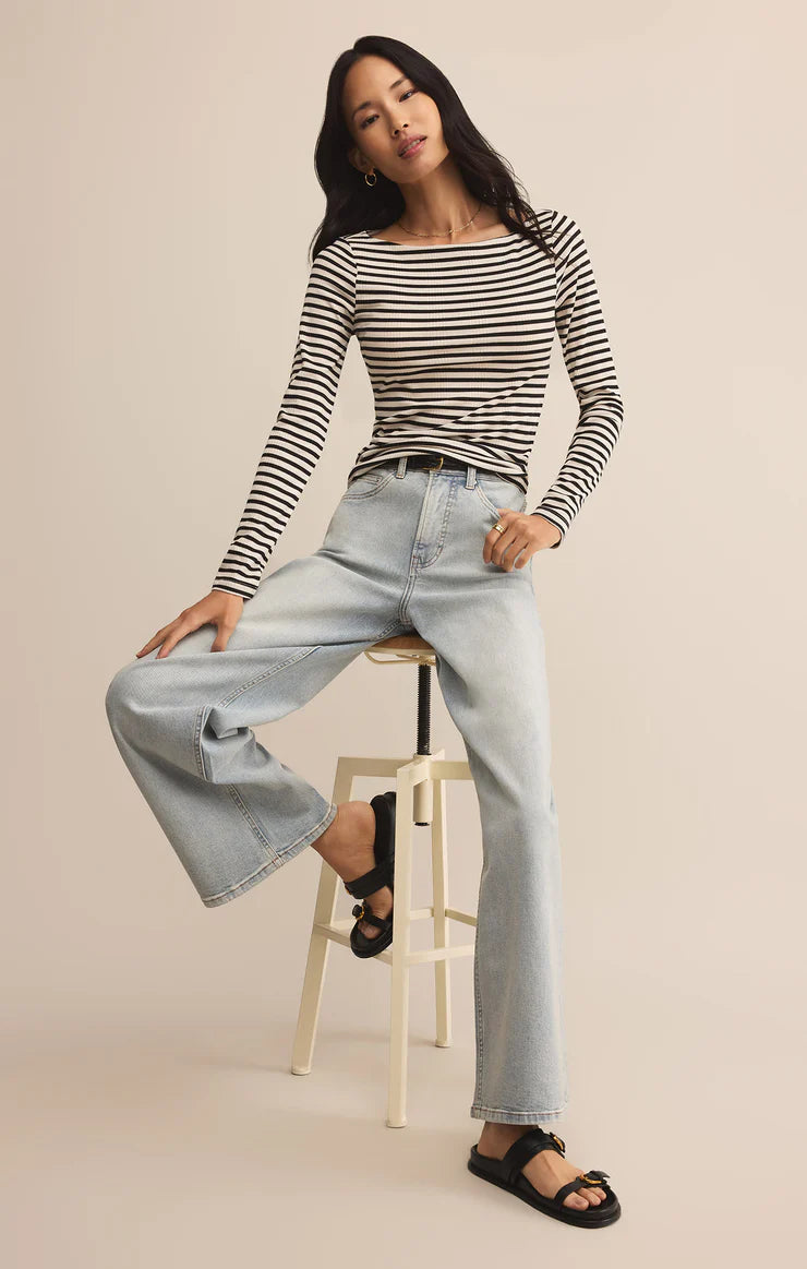 Pristine Striped Black Tee