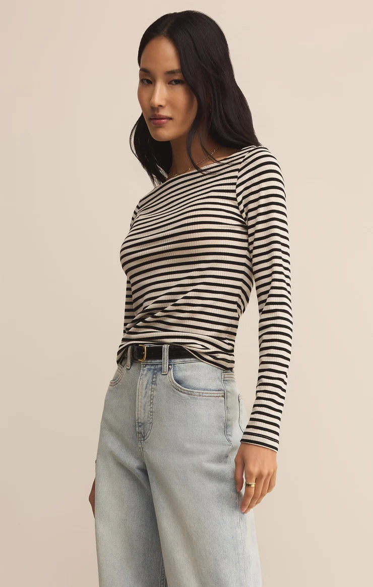 Pristine Striped Black Tee