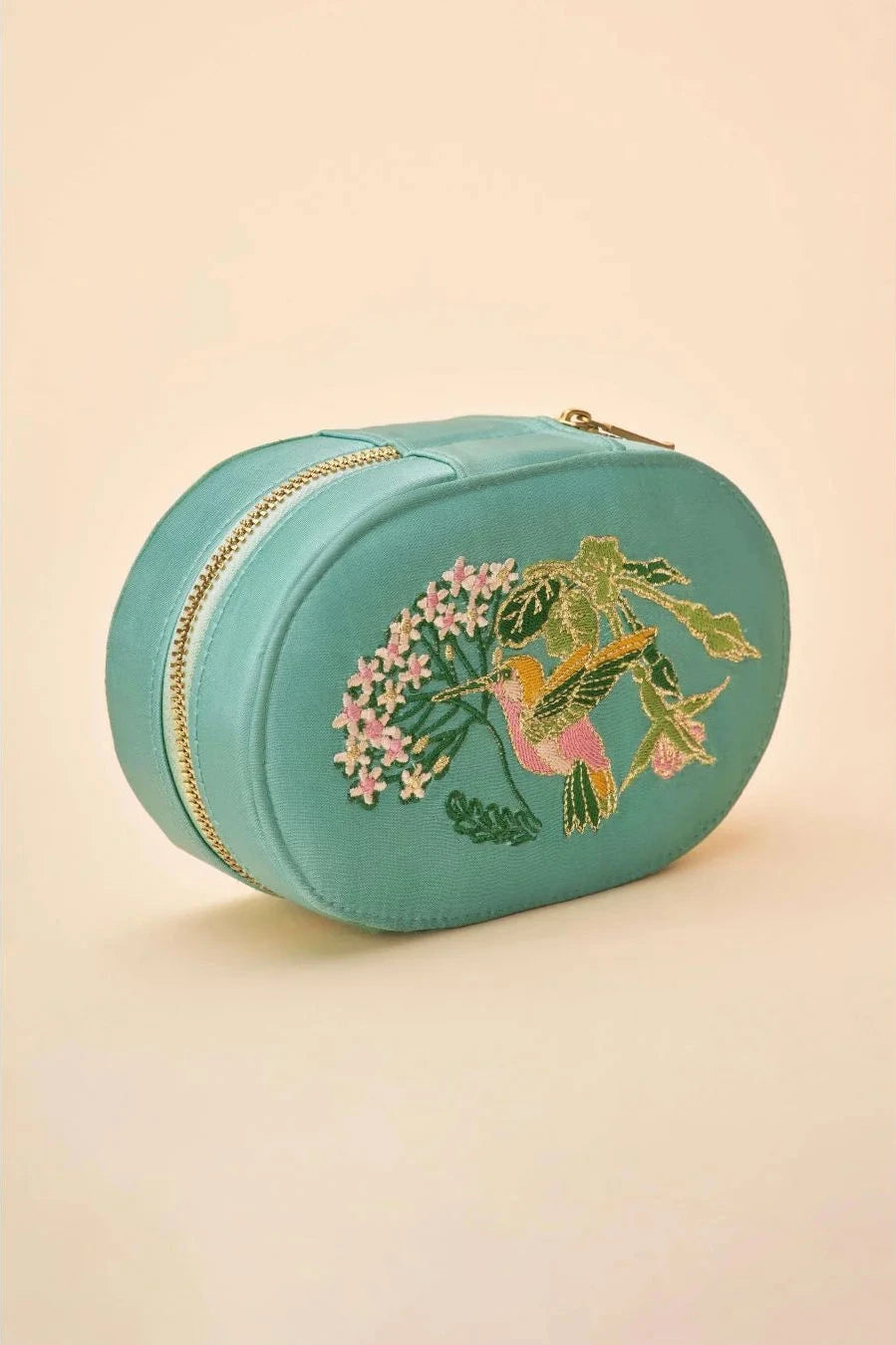 Oval Jewellery Box | Hummingbird in Aqua