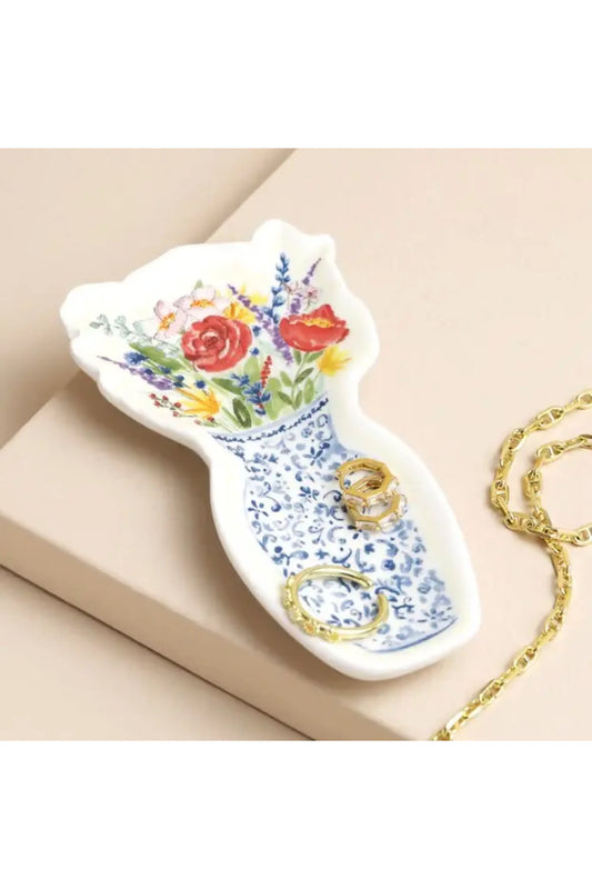 Flowers in Vase Trinket Dish
