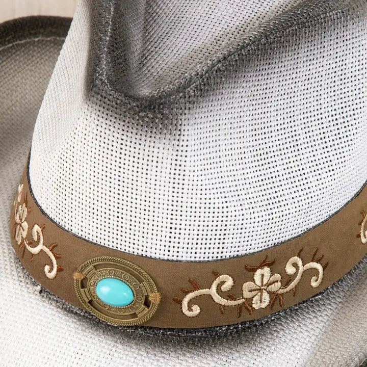 Western Concho Flower Embroidered Cowboy Hat