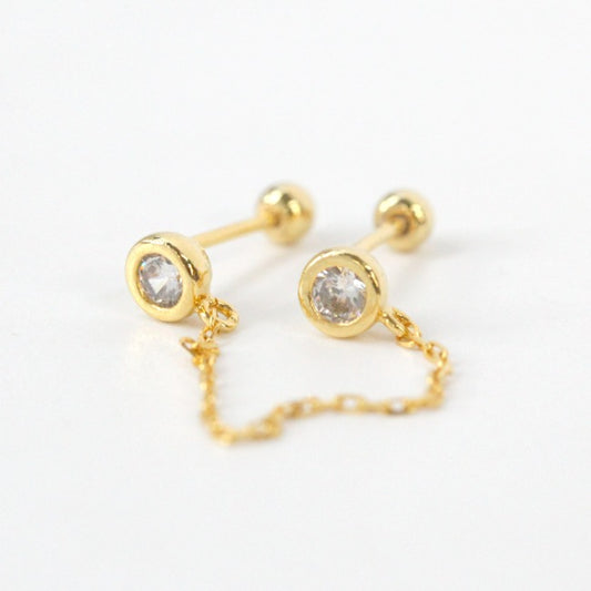 Tiny Chain Screw Back Earrings