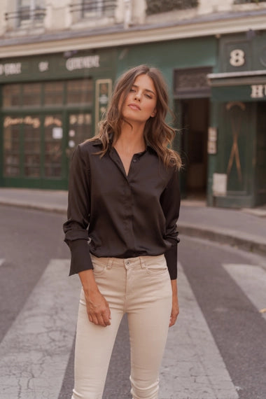 Lea Satin Button Up Shirt