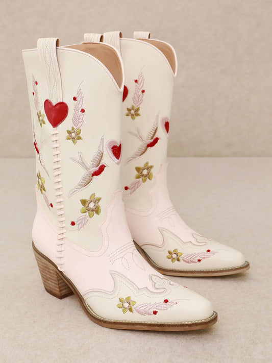 ELSIE Cowboy Boots | Pink Beige