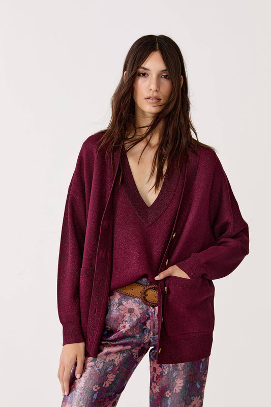 Aspen Lurex Cardigan | Rosso