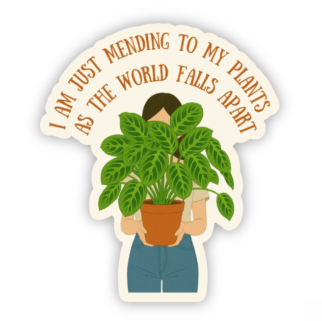 Mending My Plants Sticker 