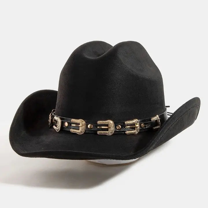 Belt Strap Cowboy Hat | Black Gold