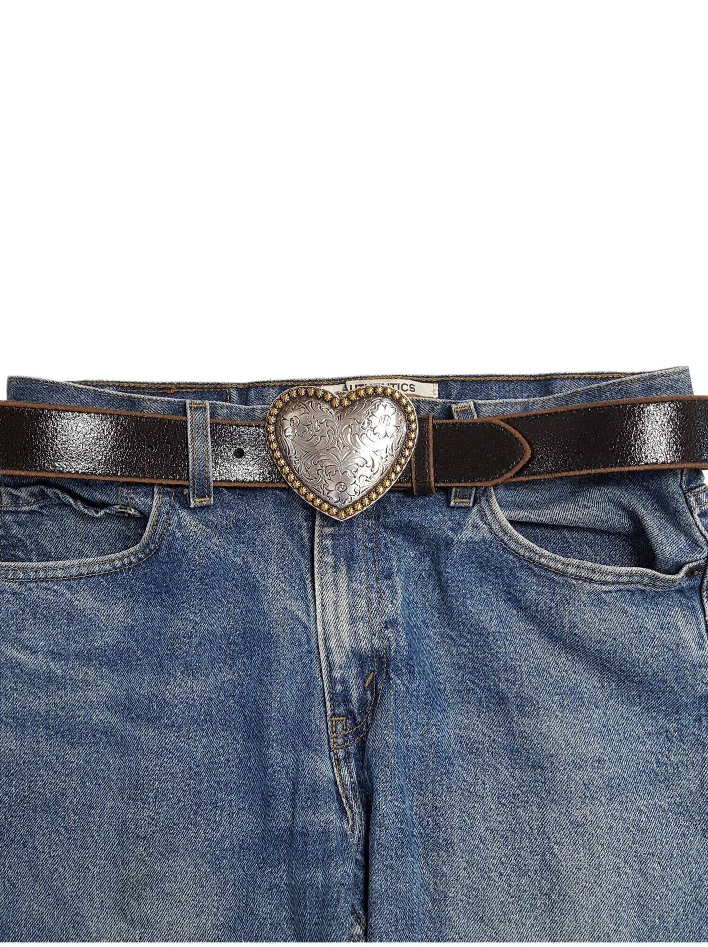 Western Heart Buckle w. Vintage Leather belt
