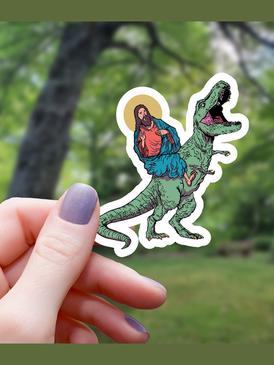 Jesus Rex Funny Dinosaur Sticker
