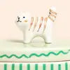 Green Oval Ceramic Cat Trinket Pot