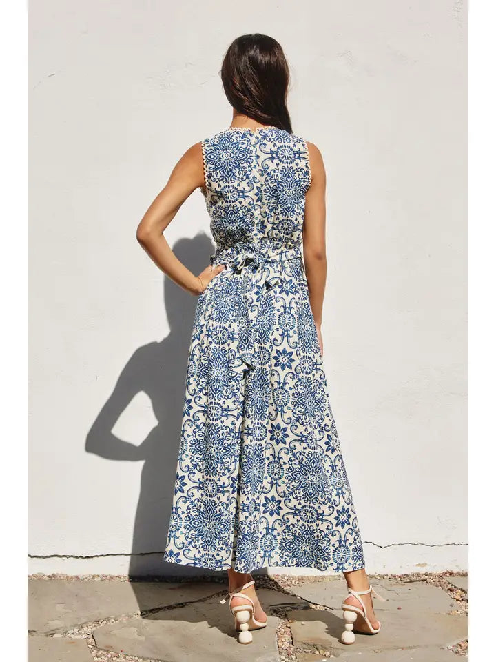 Summer in Capri Scalloped Lace Maxi Dress