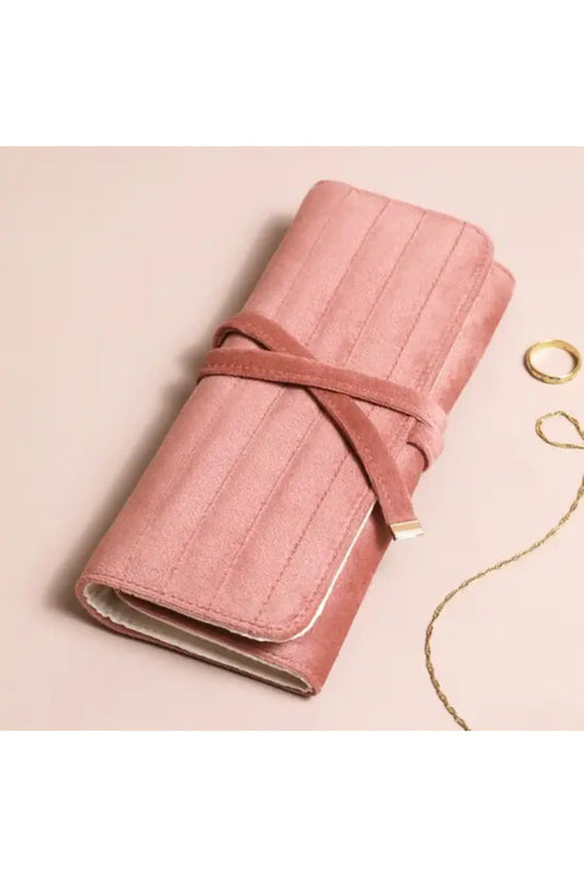 Dusky Pink Velvet Jewellery Roll
