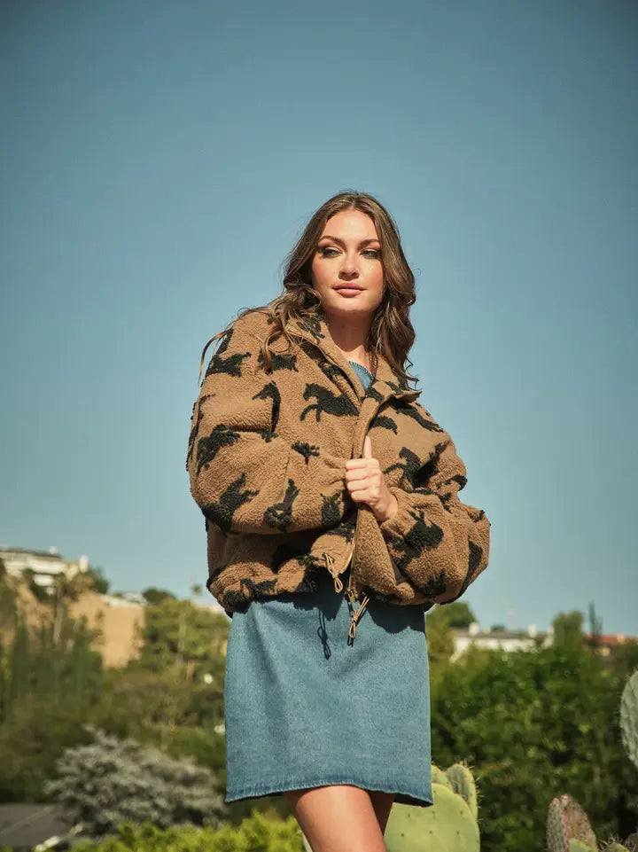Wild Sherpa Oversized Zip-Up Jacket