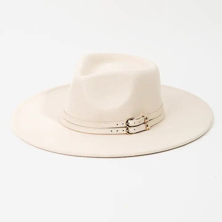Double Belt Strap Fedora Hat