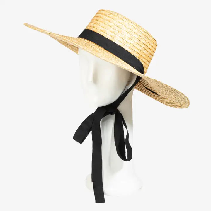 Straw Weave Ribbon Bow Chin Strap Sun Hat