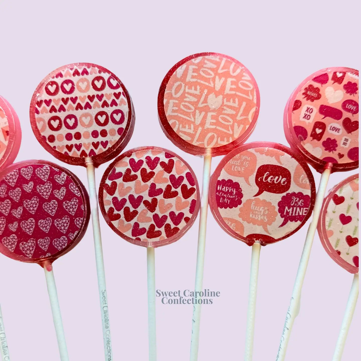 Valentine's Day Print Lollipops, Raspberry Flavour