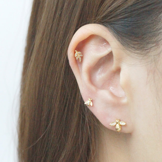 Tiny Honey Bee Screw Back Earring