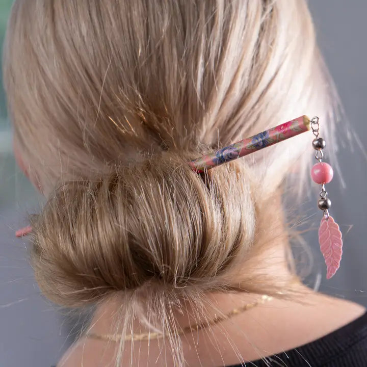 Japanese Floral Hair Sticks with Beads