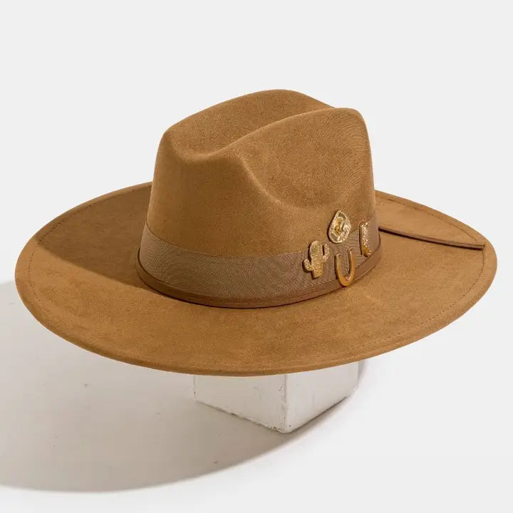 Western Cowboy Charms Fedora Hat White