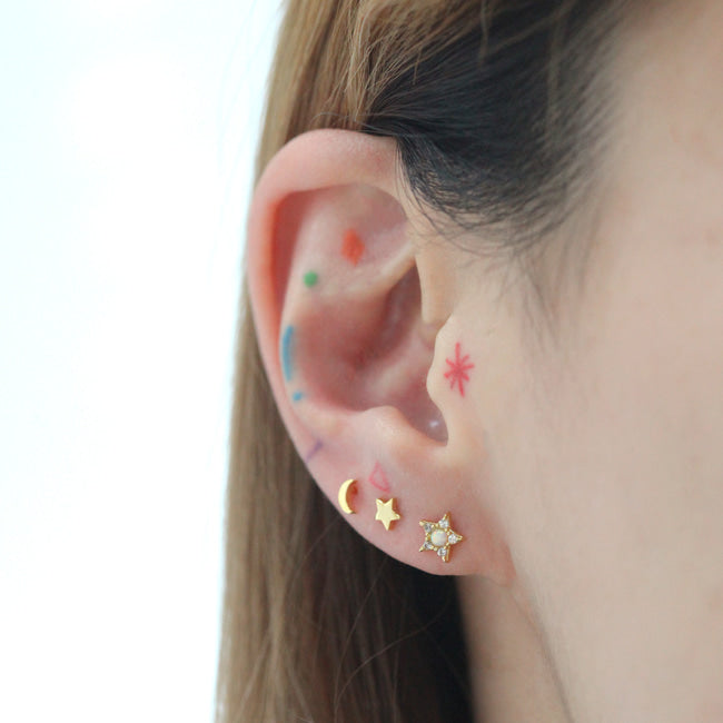 Tiny Crescent Moon Screw Back Earring