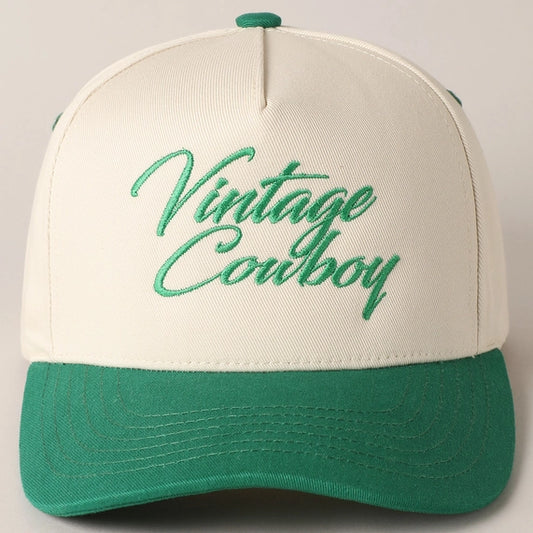 Vintage Cowboy Embroidery Two Tone Baseball Cap