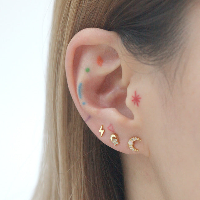 Tiny Lunar Screw Back Earring