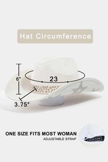 Embroidered Star Studded Western Cowboy Hat