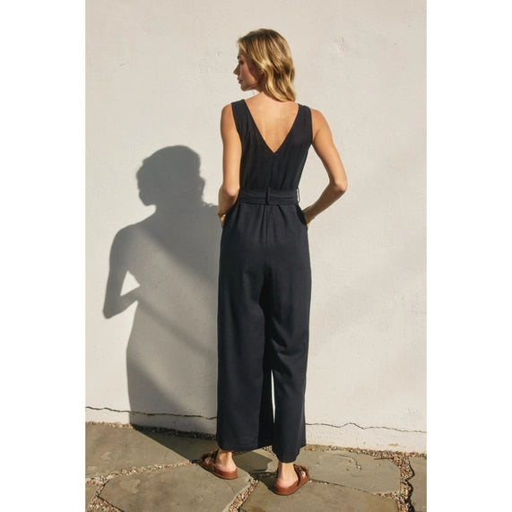 Heaven Sent Button Down Sash Belt Jumpsuit