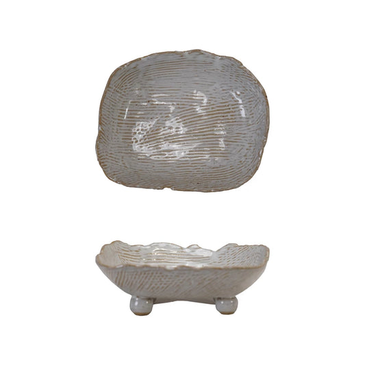 Stoneware Organic Footed Dish