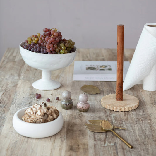 Stoneware Footed Bowl | Crackle Glaze