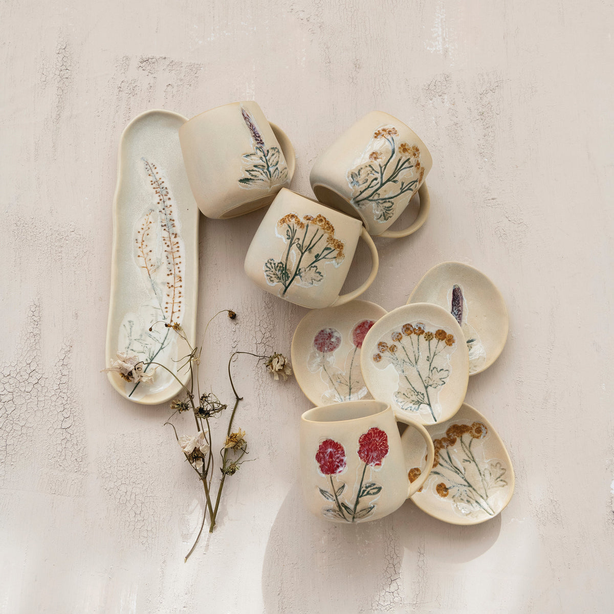 Hand-Painted Stoneware Plate - 4 Styles