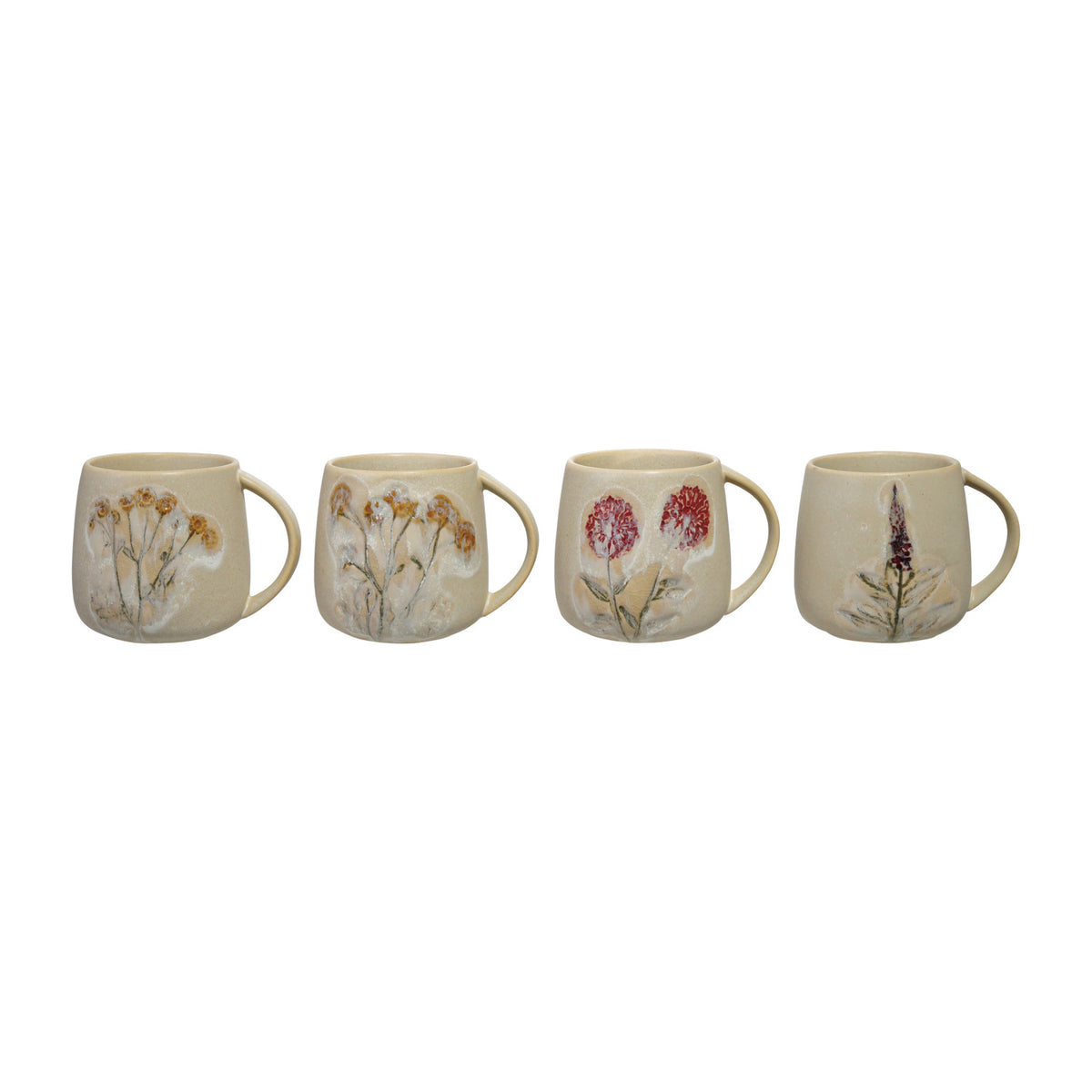 14 oz. Hand-Painted Stoneware Mug - 4 Styles