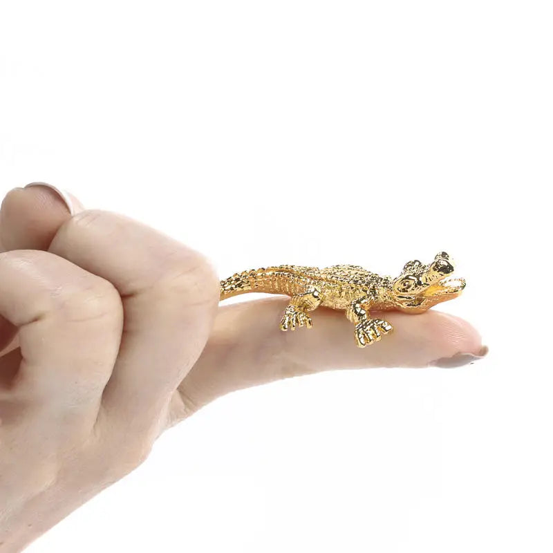 Mini Heavy Solidbrass Alligator Figurine