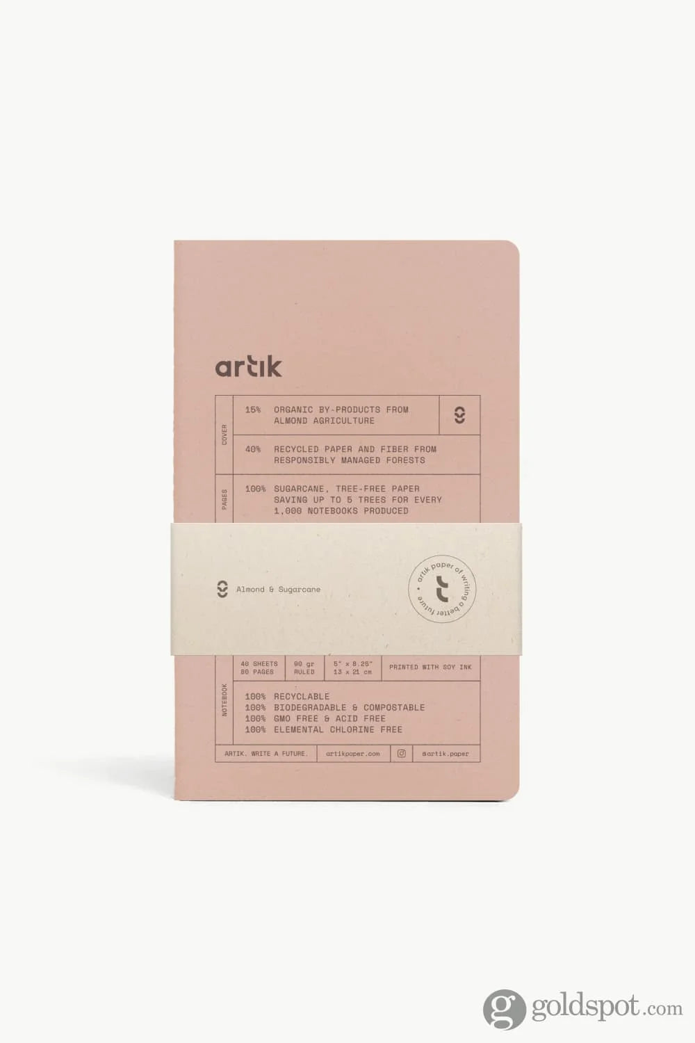 Artik Pack of 2 Singer Sewn Notebooks | Plain | Almond