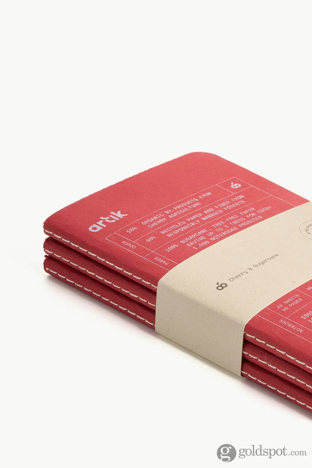 Artik Pack of 3 Pocket Singer Sewn Notebooks | Dotted | Cherry